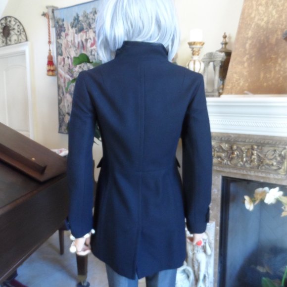 Banana Republic Black Wool Pea Coat w/Ruffle Detail Size XS - Picture 14 of 16